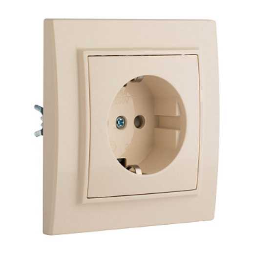 EKF Basic Минск Бежевый Розетка с/з, со шторками, 16А, СП