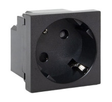 EKF Розетка 45х45 с зазем. 45 градусов, быстрозажимные клеммы, черная, матовая
