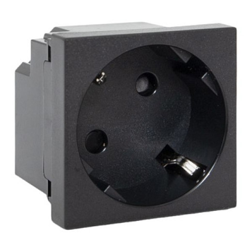 EKF Розетка 45х45 с зазем. 45 градусов, быстрозажимные клеммы, черная, матовая