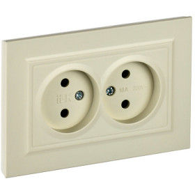 IEK BRITE Беж Розетка 2-я без з/к/ш 10А в сборе РС12-2-БрКр