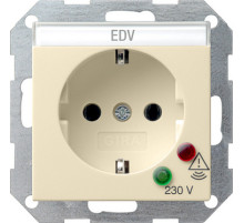 Gira S-55 Крем глянц Розетка с/з с защитой от перенапряжения