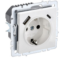 IEK BRITE BASE Белый Розетка с з/к/ш 16А с USB A+C 18Вт РЮш11-1-БрБ