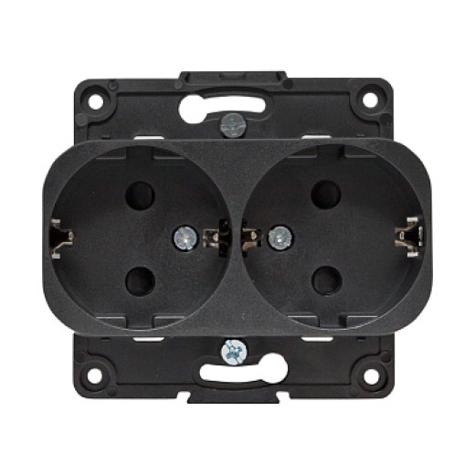 EKF PROxima Стокгольм Черный Розетка 2-ая с/з, со шторками, 16А