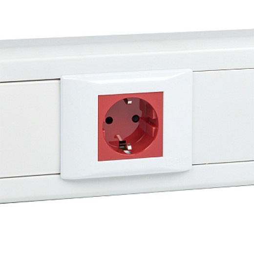 EKF PROxima Розетка 45х45 (2 модуля), с заземлением, красная, прямая