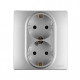 Legrand Etika Алюминий Розетка 2-ая с/з со шторками, автоматические клеммы