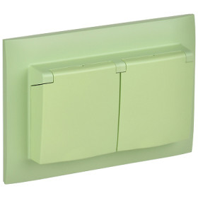 IEK SKANDY Мятный Розетка 2-ая с/з с крышкой 16А в сборе IP44 SK-R12G