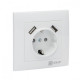 EKF PROxima Валенсия розетка 1-местная с/з 16А белая с защ. штор. с 2 USB 2,1А
