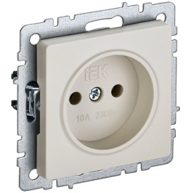 IEK BRITE BASE Бежевый Розетка 1-м б/з без защ штор 10А РС10-1-0-БрКр
