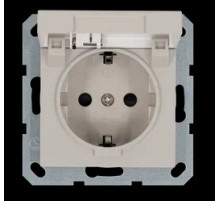 Jasmart G Тауп Розетка с/з со шторками с крышкой 16A 250V~