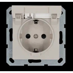 Jasmart G Тауп Розетка с/з со шторками с крышкой 16A 250V~