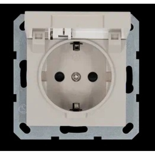 Jasmart G Тауп Розетка с/з со шторками с крышкой 16A 250V~