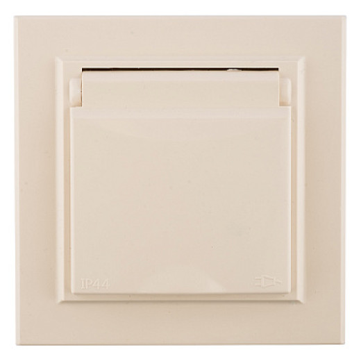 EKF Basic Минск Бежевый Розетка с/з, со шторками и крышкой, 16А, IP44, СП