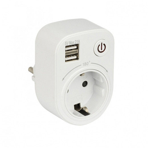 EKF PROxima Розеточный блок SB-01 (розетка 2P+E 16А, 2 USB разъема 5V 2,1A)