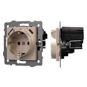 Arlight Механизм розетки с USB зарядкой SCT-MUAC-PL-GD-V (250V, 16A) (-)