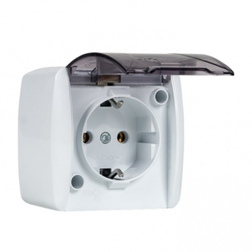 EKF PROxima Владивосток Розетка 1-местная 16А с заземлением с прозрачной крышкой IP54