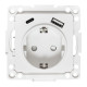 EKF Стокгольм Механизм Розетки 1-местной с/з, USB A+C 16А винтовые клеммы белый с защ. штор.