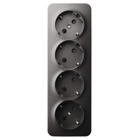Jasmart FS Антрацит Розетка 4-ая со шт, накладного монтажа, 16AX 250V~