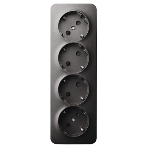 Jasmart FS Антрацит Розетка 4-ая со шт, накладного монтажа, 16AX 250V~