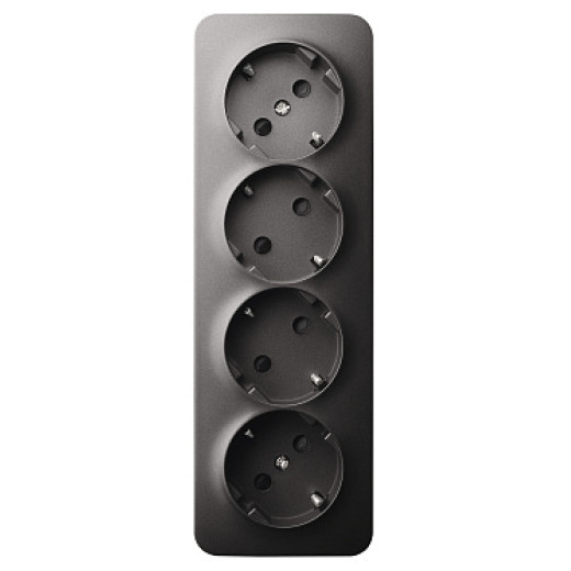 Jasmart FS Антрацит Розетка 4-ая со шт, накладного монтажа, 16AX 250V~