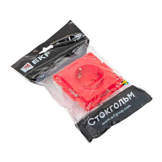 EKF PROxima Стокгольм Механизм Розетки 1-местной с/з 16А винтовые клеммы красный с защ. штор.