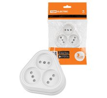 TDM Розетка треугольная 2П открытой установки IP20 10A с защитными шторками белая 