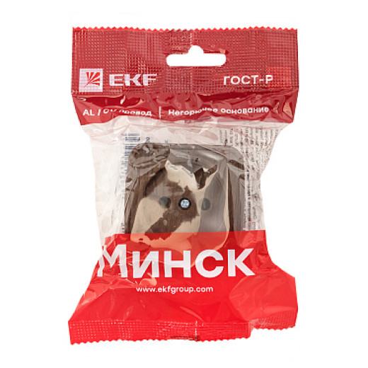 EKF Basic Минск Темное дерево Розетка б/з, 10А, ОП