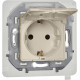 Legrand/Daccord INSPIRIA Слоновая кость Розетка 2К+З IP 44 с откидной крышкой и шторками - немецкий стандарт - 16 А - 250 В
