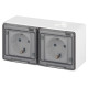 ЭРА Розетка Эксперт 11-2503-01 2х2P+E гориз. IP55, 16A-250В, ОУ, белый