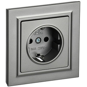 IEK BRITE Сталь Розетка с з/к/ш 16А в сборе РСР14-1-0-БрС