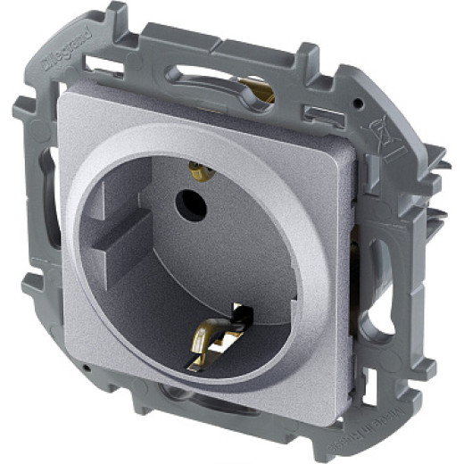 Legrand/Daccord INSPIRIA Алюминий Розетка 2К+З - немецкий стандарт - 16 А - 250 В