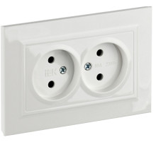 IEK BRITE Белый Розетка 2-я без з/к с з/ш 10А в сборе РСш12-2-БрБ