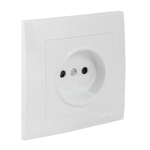EKF PROxima Валенсия розетка 1-местная б/з 10А белая с защ. штор.