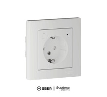 SBER Systeme Electric AtlasDesign Smart Белый Розетка с заземл., со шт., Zigbee, L+N, 16А, мех., модель SBDV-00202