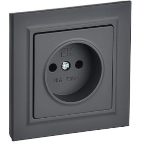 IEK BRITE Графит Розетка без з/к/ш 10А в сборе РСР10-1-0-БрГ