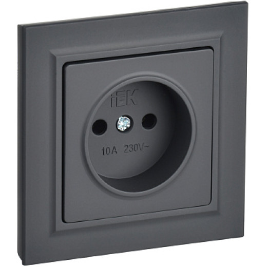IEK BRITE Графит Розетка без з/к/ш 10А в сборе РСР10-1-0-БрГ