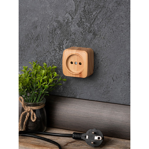 EKF Basic Минск Светлое дерево Розетка б/з, 10А, ОП