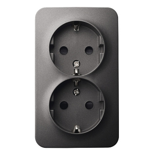Jasmart FS Антрацит Розетка 2-ая со шт, накладного монтажа, 16AX 250V~