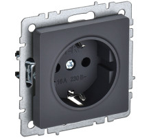 IEK BRITE BASE Графит Розетка 1-м с/з без защ.штор 16А РС11-1-0-БрГ