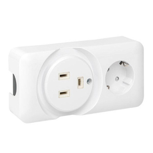 EKF PROxima Розетка двойная (РШ/евро) 32А/16A 250В 2P+PE бел.