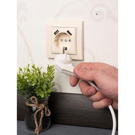 EKF Basic Минск Бежевый Розетка с/з, со шторками, 16А, с 2 USB 2,1А, СП