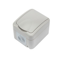 KRANZ Розетка одноместная Mini OG IP54, с заземлением, о/у, серая