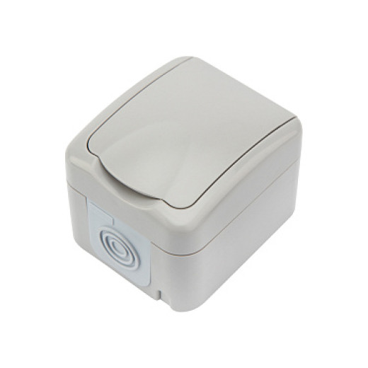 KRANZ Розетка одноместная Mini OG IP54, с заземлением, о/у, серая