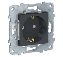 Schneider Electric Unica New Антрацит Розетка с/з без шторок, с быстрозажимными клеммами
