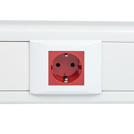 EKF PROxima Розетка 45х45 (2 модуля), с заземлением, красная, прямая