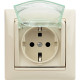 Legrand Valena Крем Розетка 1-ая с/з с крышкой и защитными шторками IP44 (к простой рамке)