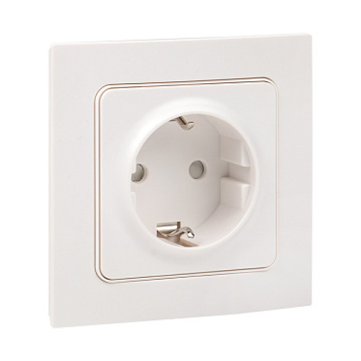 EKF PROxima Стокгольм Розетка 1-ая с/з 16А белая со шторками
