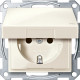 Schneider Electric Merten SM Беж глянец Розетка с/з с защитными шторками с крышкой,с упл.кольц, IP44,безвинт. зажим