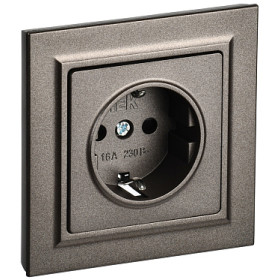IEK BRITE Темн.бронза Розетка с з/к/ш 16А в сборе. РСР14-1-0-БрТБ