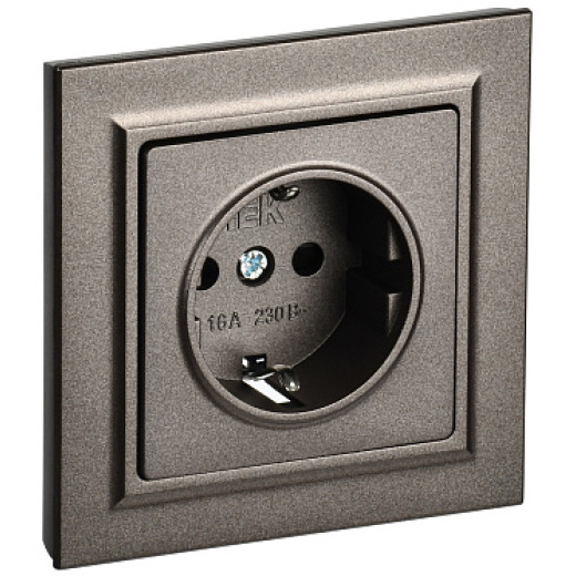 IEK BRITE Темн.бронза Розетка с з/к/ш 16А в сборе. РСР14-1-0-БрТБ