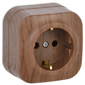 IEK GLORY РС20-3-ХД Розет. 1-ая с з/к о/у 16А GLORY дуб